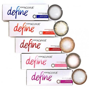 1-Day Acuvue Define: Accent Style, Natural Shine, Radiant Chic, Radiant Sweet and Vivid Style boxes with lenses